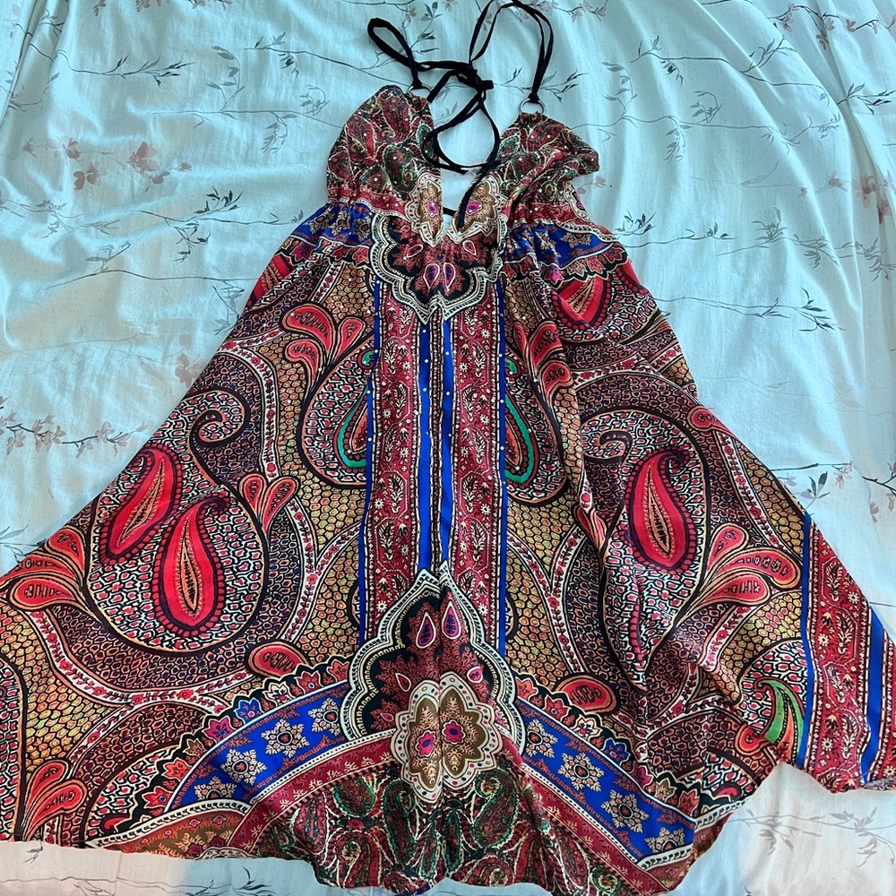 Zury Womens Maxi Halter Handkerchief Short Dress -Beach Cover Up/Party-NWT
